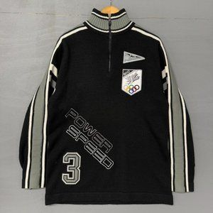Vintage Fox Sport Ski Sports Power Speed 3‎ Black Heavyweight Sweater Medium